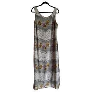 Borcellini Sleeveless Maxi Dress Multicolor Side Slit Green/Gray Size 9/10